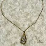Pierre Cardin gold teardrop necklace with gems, view 5