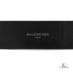 Balenciaga men's black printed logo full-grain leather belt, size 85, view 6