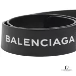 Balenciaga men's black printed logo full-grain leather belt, size 85, view 2
