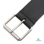 Balenciaga men's black printed logo full-grain leather belt, size 85, view 3