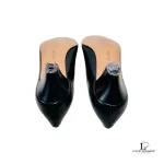 Salvatore Ferragamo Novoli black calf leather heeled pumps, unused, size US 5, view 5