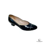 Salvatore Ferragamo Bekill midnight blue calf leather heeled pumps, size US 4.5, view 12