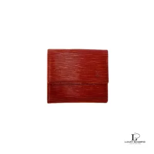 Pre-loved Louis Vuitton Epi Porte Monnaie Billet rust leather compact wallet M61652, front view – secondhand designer, NZ