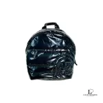 Pre-loved Michael Kors Rae black quilted backpack, front view – secondhand designer, NZ