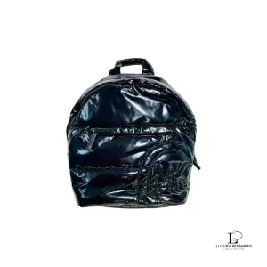 Pre-loved Michael Kors Rae black quilted backpack, front view – secondhand designer, NZ