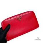 Prada Saffiano red leather large full zip wallet, view 9