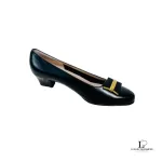 Salvatore Ferragamo Novoli black calf leather heeled pumps, unused, size US 5, view 7