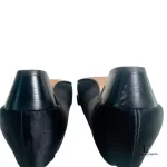 Salvatore Ferragamo black satin and leather flat pumps, size US 4.5, view 6