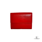 Pre-loved Givenchy Anagram red orange leather compact wallet, front view – secondhand designer, NZ