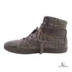 Fendi Zucca men's brown and black hi-top sneakers, size 5.5, view 9
