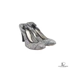Pre-loved Chanel Tweed Multicolour Bijou leather heeled pumps, size 37, front view – secondhand designer, NZ