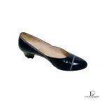 Salvatore Ferragamo Bekill midnight blue calf leather heeled pumps, size US 4.5, view 10