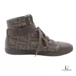 Fendi Zucca men's brown and black hi-top sneakers, size 5.5, view 11