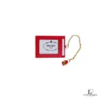 Pre-loved Prada Saffiano orchidea fuchsia pink card case with chain strap, front view – secondhand designer, NZ