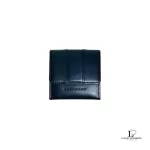 Pre-loved Burberry black soft leather coin purse belt purse, front view – secondhand designer, NZ