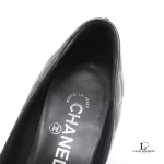 Chanel Coco Mark black matelasse leather heeled pumps, size 37, view 12