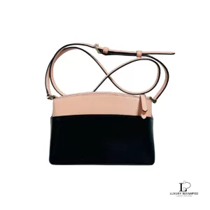 Pre-loved Kate Spade peach and black bicolour leather shoulder bag, front view – secondhand designer, NZ