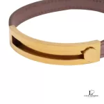Hermes Pousse Pousse purple leather and gold-plated bracelet, 2002, view 3