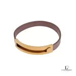 Pre-loved Hermes Pousse Pousse purple leather and gold-plated bracelet, 2002, front view – secondhand designer, NZ