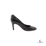 Chanel Coco Mark black matelasse leather heeled pumps, size 37, view 5