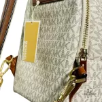 Michael Kors Erin white and grey monogram convertible backpack, new with tag, view 7