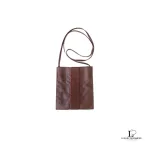 Pre-loved Hermes Yell Line brown fabric crossbody bag, front view – secondhand designer, NZ