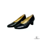 Yves Saint Laurent black leather court shoes, size 34.5, view 2