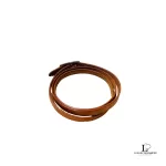 Hermes brown leather triple wrap bracelet with silver buckle, view 4