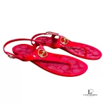 Coach fuchsia pink rubber toe-strapped flat sandals, size US 8, view 2