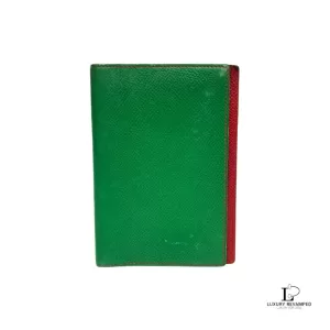 Pre-loved Hermes green leather notebook cover agenda, front view – secondhand designer, NZ