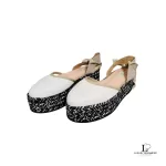 Furla black and white leather strappy platform sandals, size 37, view 2