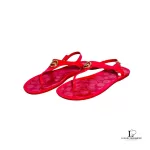 Coach fuchsia pink rubber toe-strapped flat sandals, size US 8, view 4