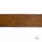 Hermes brown leather triple wrap bracelet with silver buckle, view 5