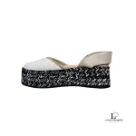 Furla black and white leather strappy platform sandals, size 37, view 3