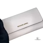Michael Kors blush pink Saffiano leather flap long wallet, view 7