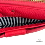 Kate Spade Bow pinkish red leather long zippy wallet, view 4