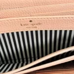 Kate Spade Bow pinkish red leather long zippy wallet, view 7
