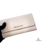 Michael Kors blush pink Saffiano leather flap long wallet, view 15