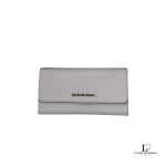 Pre-loved Michael Kors blush pink Saffiano leather flap long wallet, front view – secondhand designer, NZ