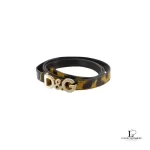 Pre-loved Dolce & Gabbana leopard thin belt, size 85, front view – secondhand designer, NZ