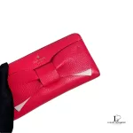 Kate Spade Bow pinkish red leather long zippy wallet, view 3