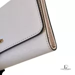 Michael Kors blush pink Saffiano leather flap long wallet, view 6