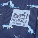 Hermes blue and white silk necktie, view 9