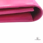 Yves Saint Laurent fuchsia pink smooth leather flap-closed long wallet, view 12