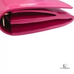 Yves Saint Laurent fuchsia pink smooth leather flap-closed long wallet, view 13