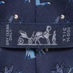 Hermes blue and white silk necktie, view 8