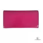 Yves Saint Laurent fuchsia pink smooth leather flap-closed long wallet, view 3