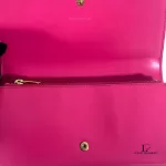 Yves Saint Laurent fuchsia pink smooth leather flap-closed long wallet, view 23