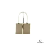 Pre-loved Gucci Jacqui-O beige and creme canvas handbag, front view – secondhand designer, NZ