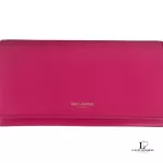 Yves Saint Laurent fuchsia pink smooth leather flap-closed long wallet, view 4